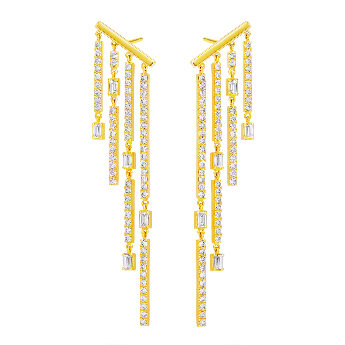 Boucles d&#39;oreilles chandelier baguette grandes