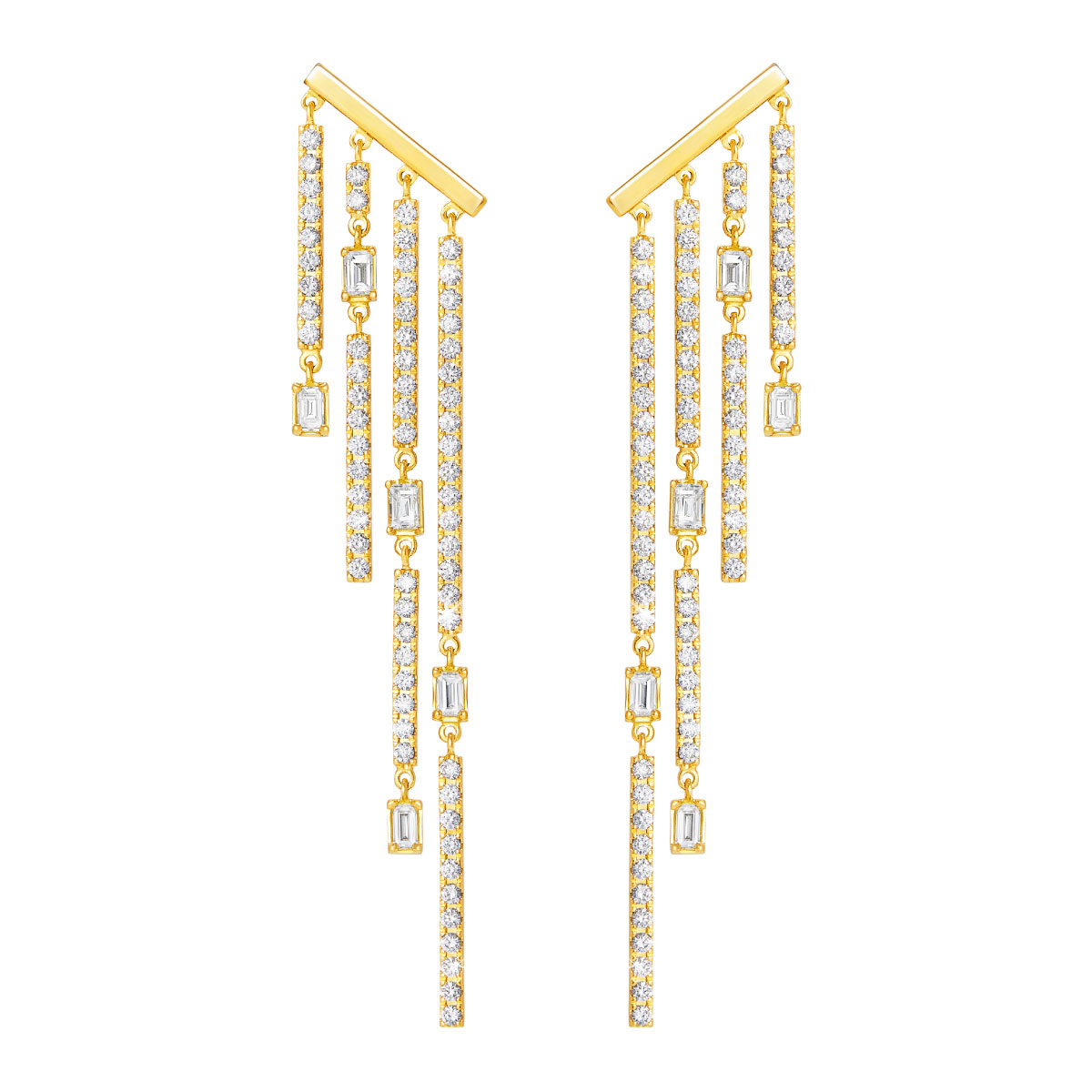 Grandes boucles d'oreilles chandelier baguette